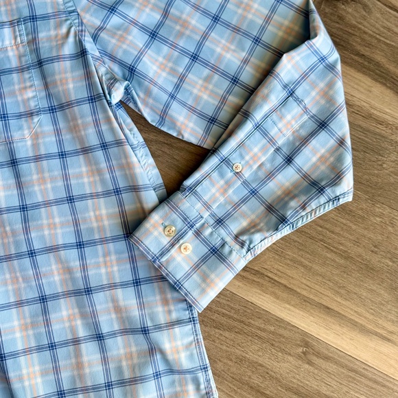 Southern Tide Medium Performance Button Down Shirt Light Blue Plaid - Picture 11 of 14